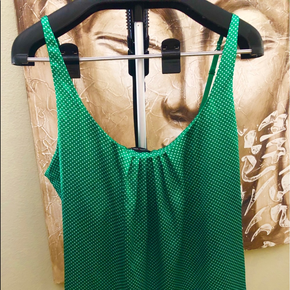 New York & Company Green Silk Tank Top